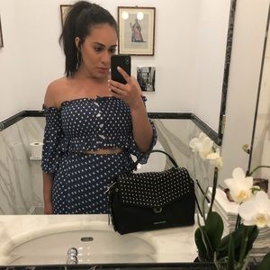 Michael Kors Pebbled Leather Studded Satchel